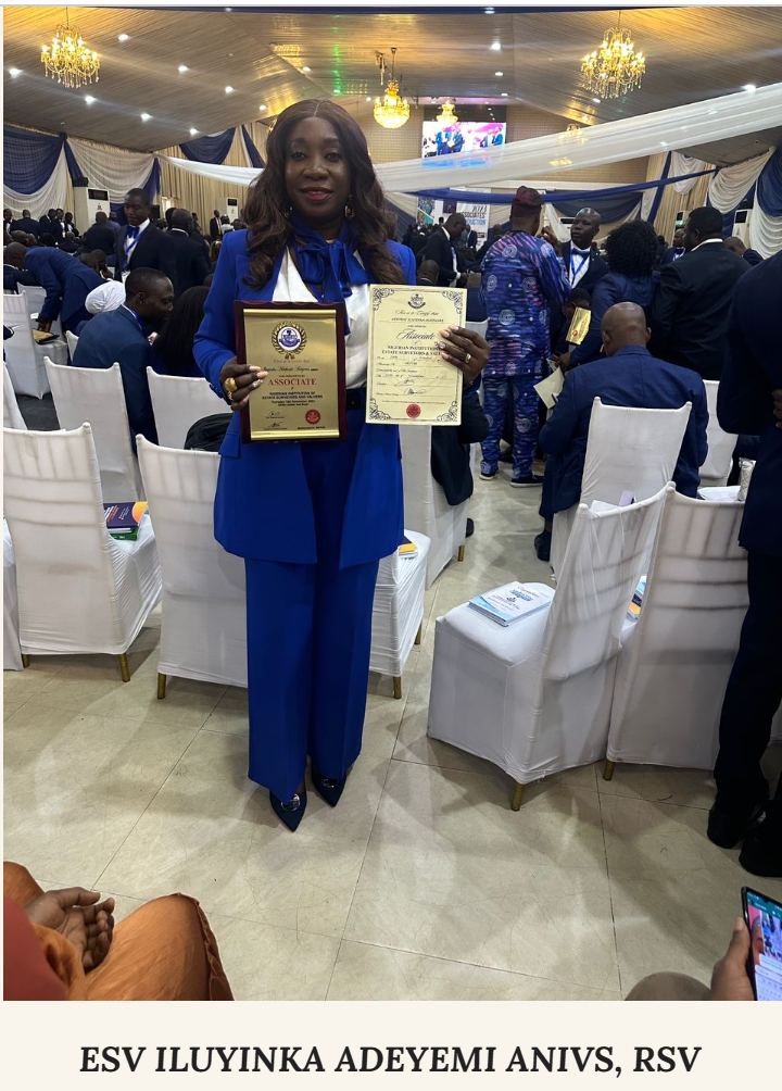 Estate Surveyors and Valuers Registration Board of Nigeria certificate