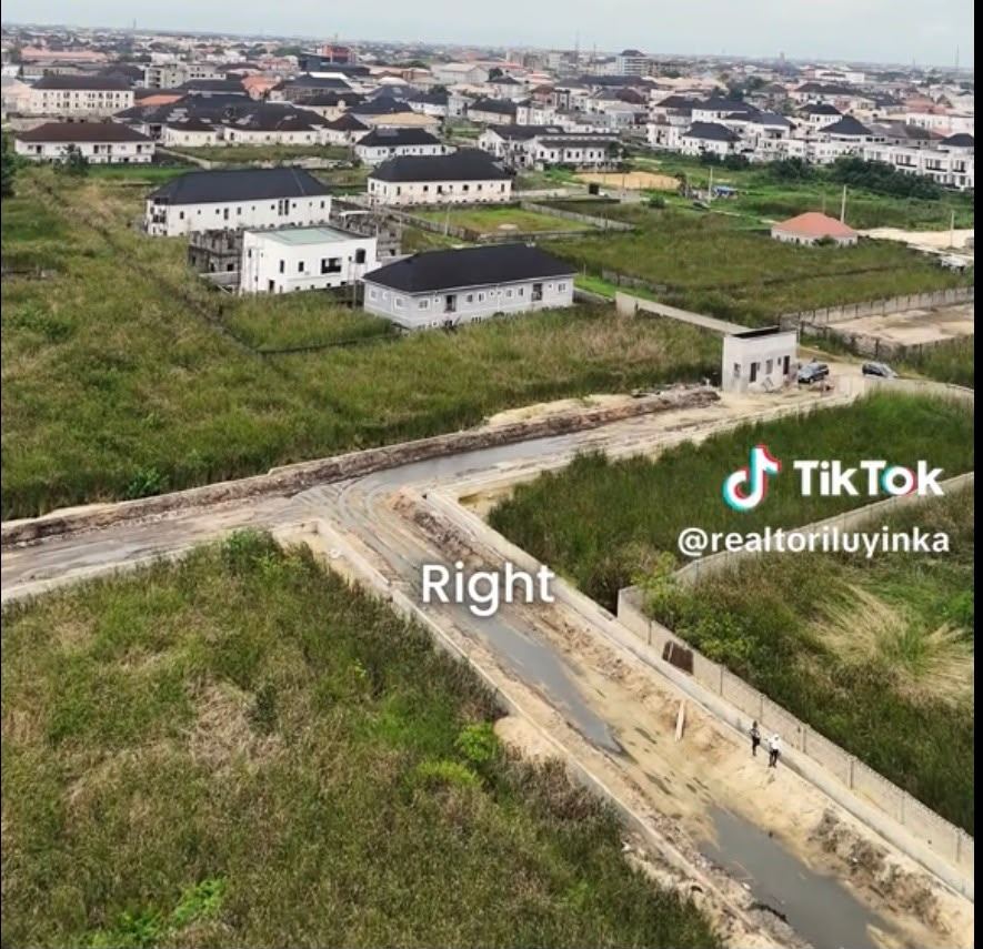 Aerial view of estate land layout